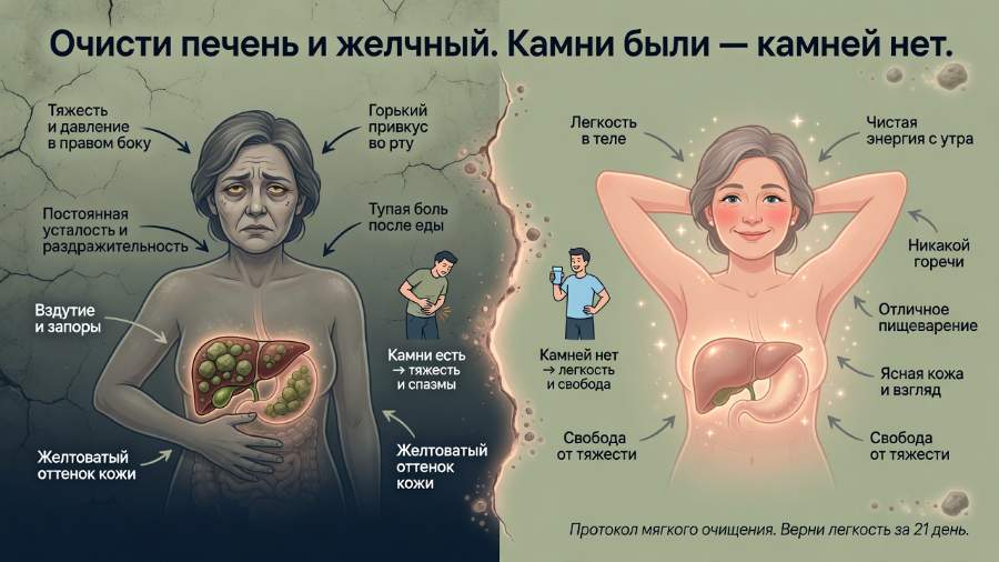 До и после очищения печени и желчного — протокол выведения камней